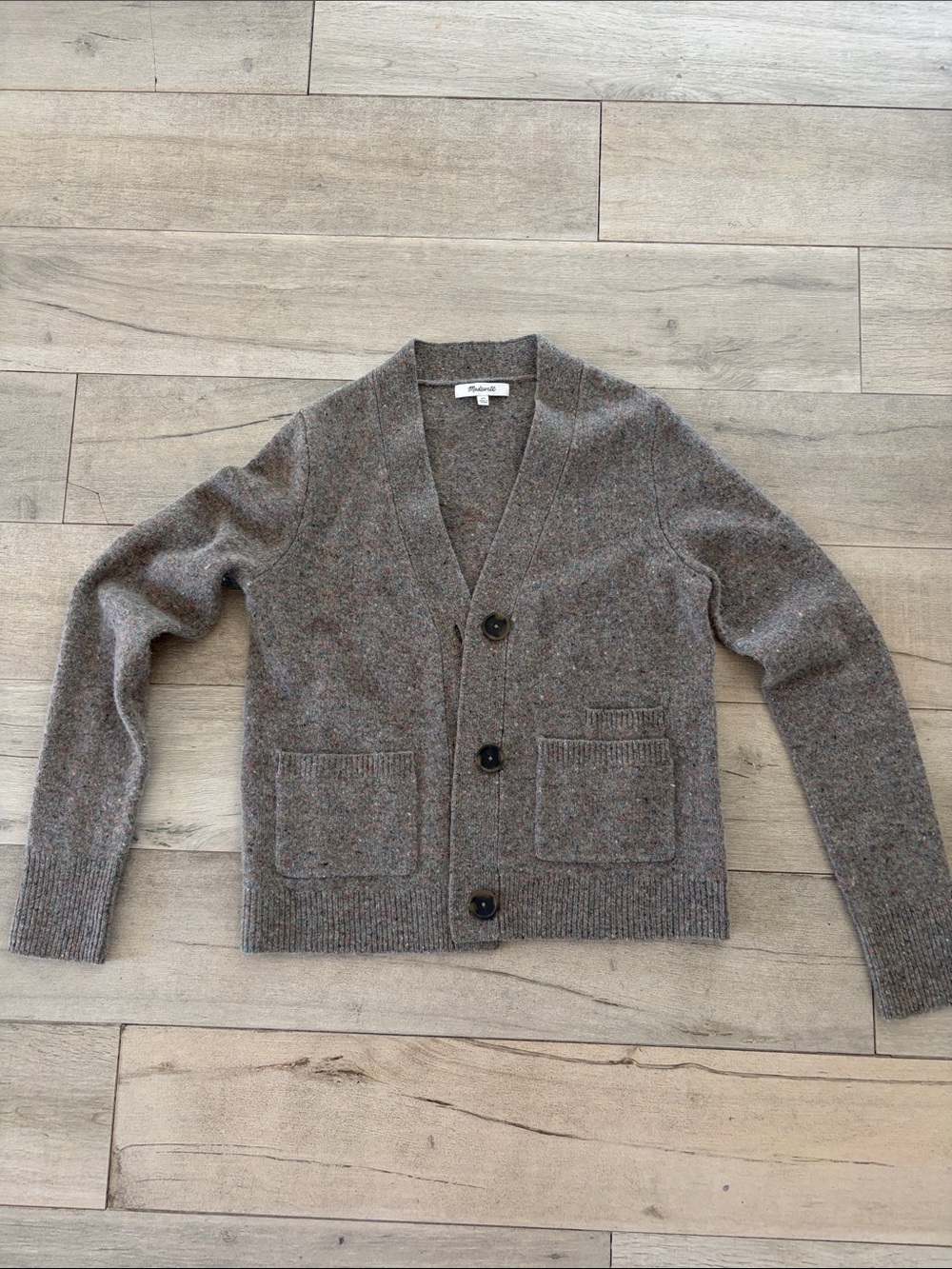 Madewell Brown Wool V-Neck Cardigan